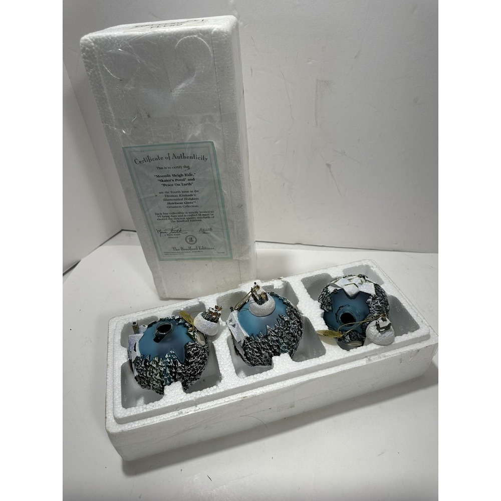 Bradford Exchange Thomas Kinkade Illuminated  Heirloom Ornaments 2002 4th Issue‎